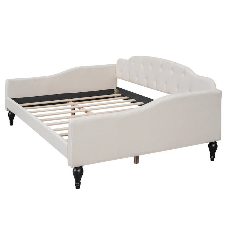 Lit de repos capitonné pleine grandeur, beige