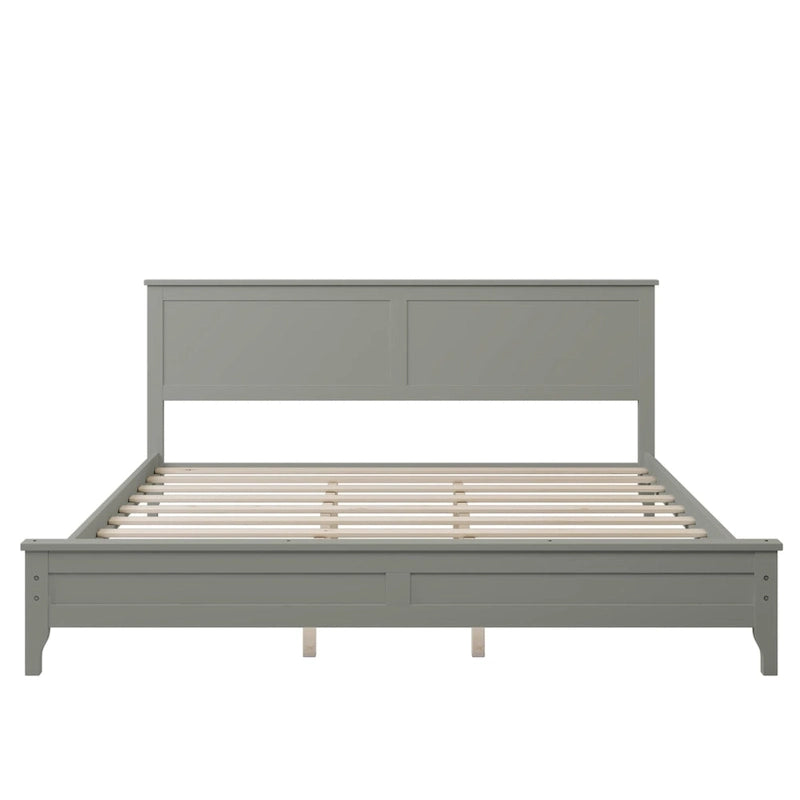 Lit plateforme king en bois massif gris moderne