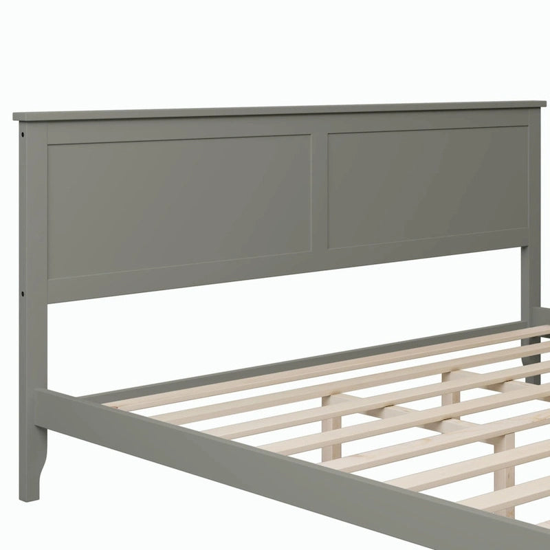Lit plateforme king en bois massif gris moderne