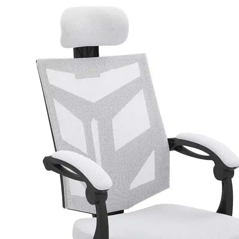 Chaise de bureau ergonomique réglable avec appui-tête Fauteuil de bureau ergonomique en maille à dossier haut avec support lombaire et roulettes