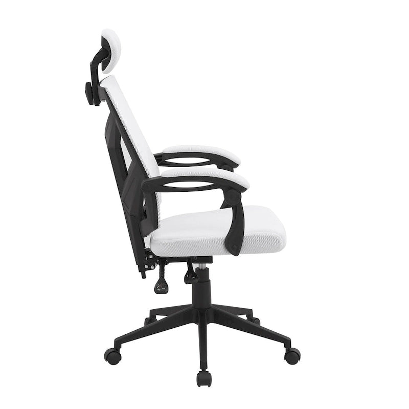 Chaise de bureau ergonomique réglable avec appui-tête Fauteuil de bureau ergonomique en maille à dossier haut avec support lombaire et roulettes