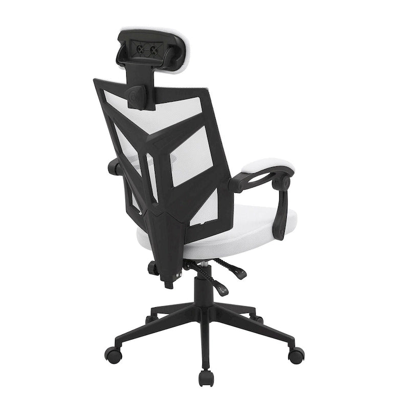 Chaise de bureau ergonomique réglable avec appui-tête Fauteuil de bureau ergonomique en maille à dossier haut avec support lombaire et roulettes