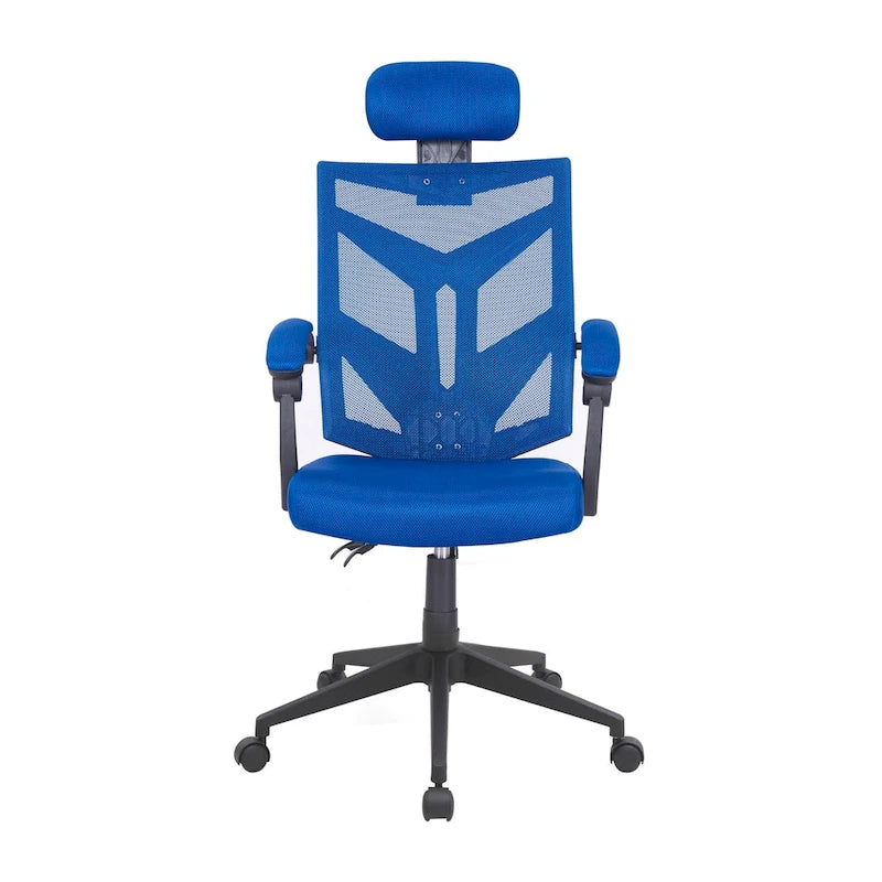 Chaise de bureau ergonomique réglable avec appui-tête Fauteuil de bureau ergonomique en maille à dossier haut avec support lombaire et roulettes