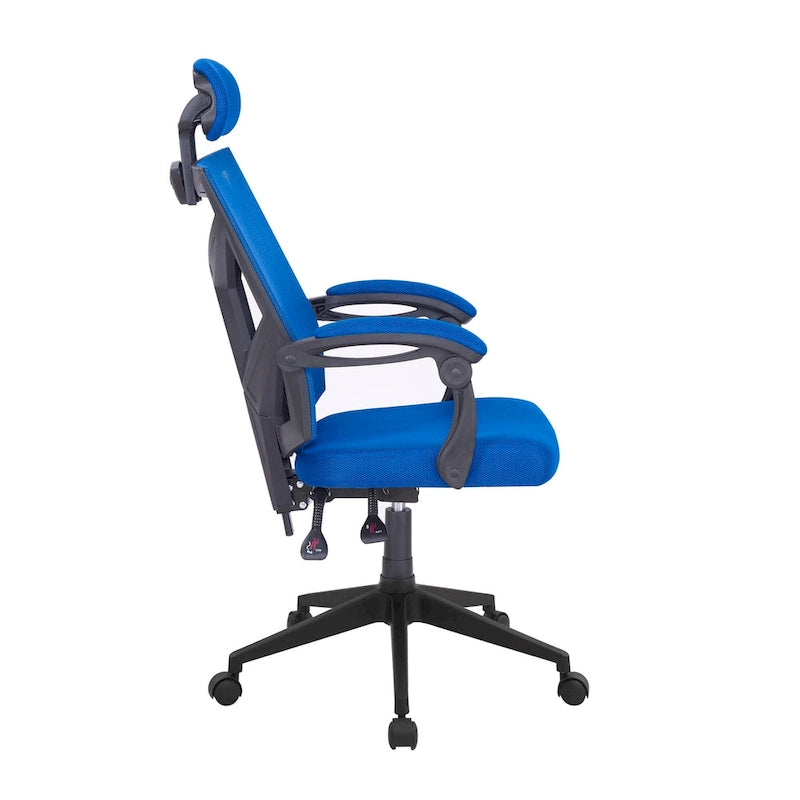 Chaise de bureau ergonomique réglable avec appui-tête Fauteuil de bureau ergonomique en maille à dossier haut avec support lombaire et roulettes