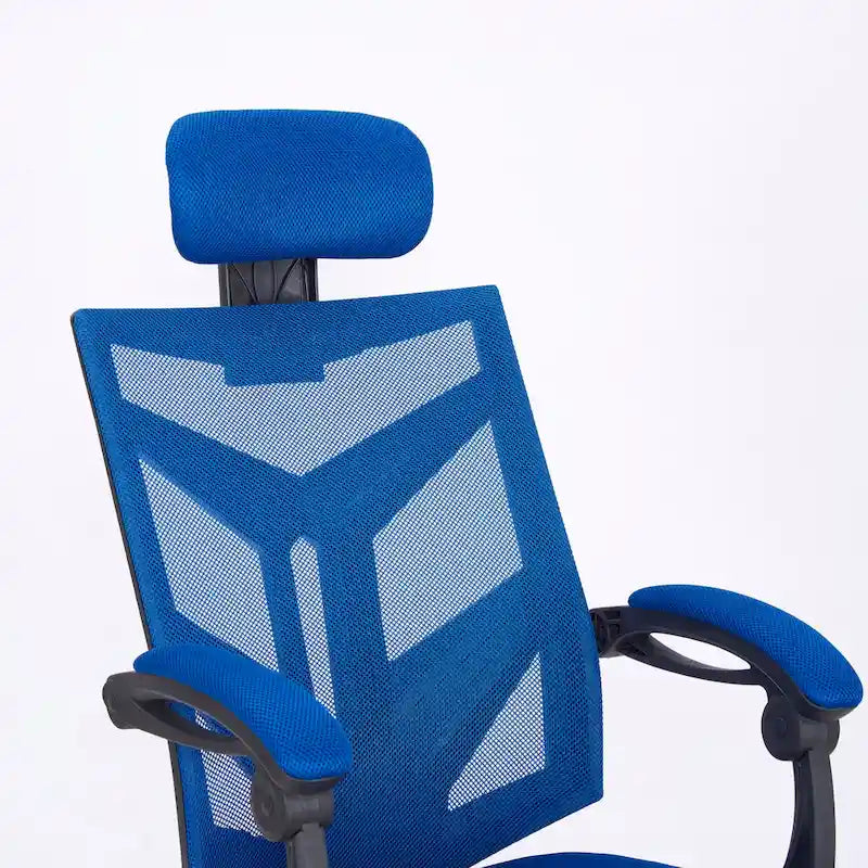Chaise de bureau ergonomique réglable avec appui-tête Fauteuil de bureau ergonomique en maille à dossier haut avec support lombaire et roulettes
