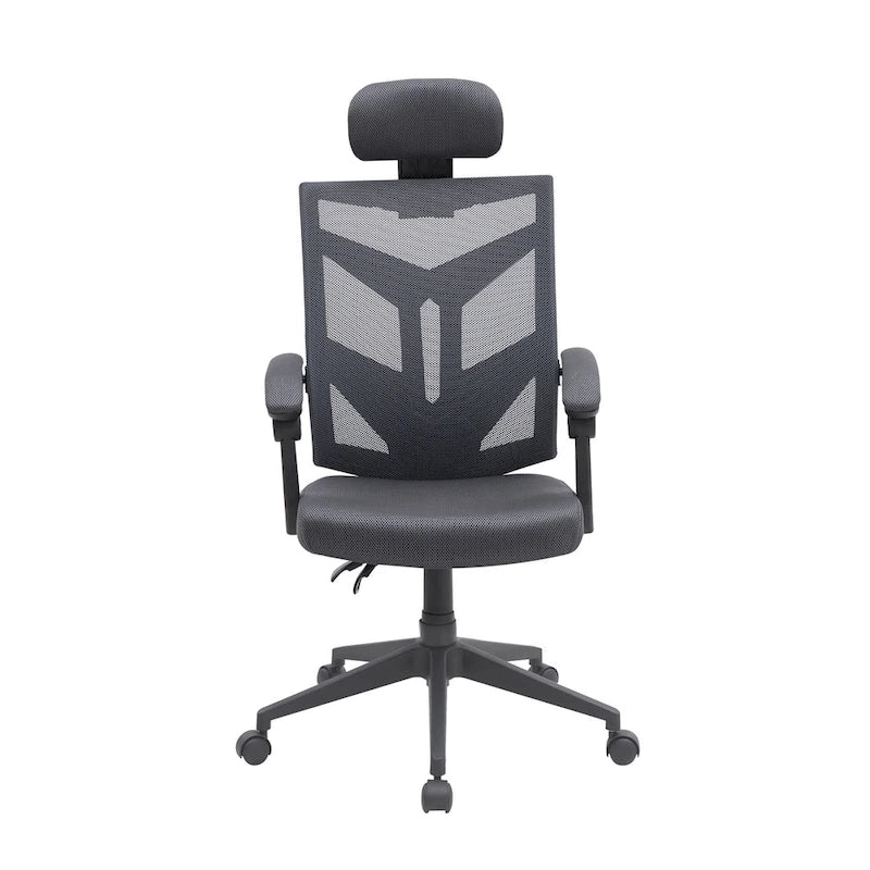 Chaise de bureau ergonomique réglable avec appui-tête Fauteuil de bureau ergonomique en maille à dossier haut avec support lombaire et roulettes