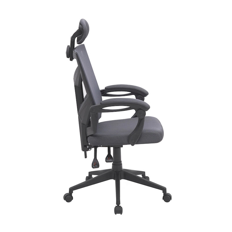 Chaise de bureau ergonomique réglable avec appui-tête Fauteuil de bureau ergonomique en maille à dossier haut avec support lombaire et roulettes