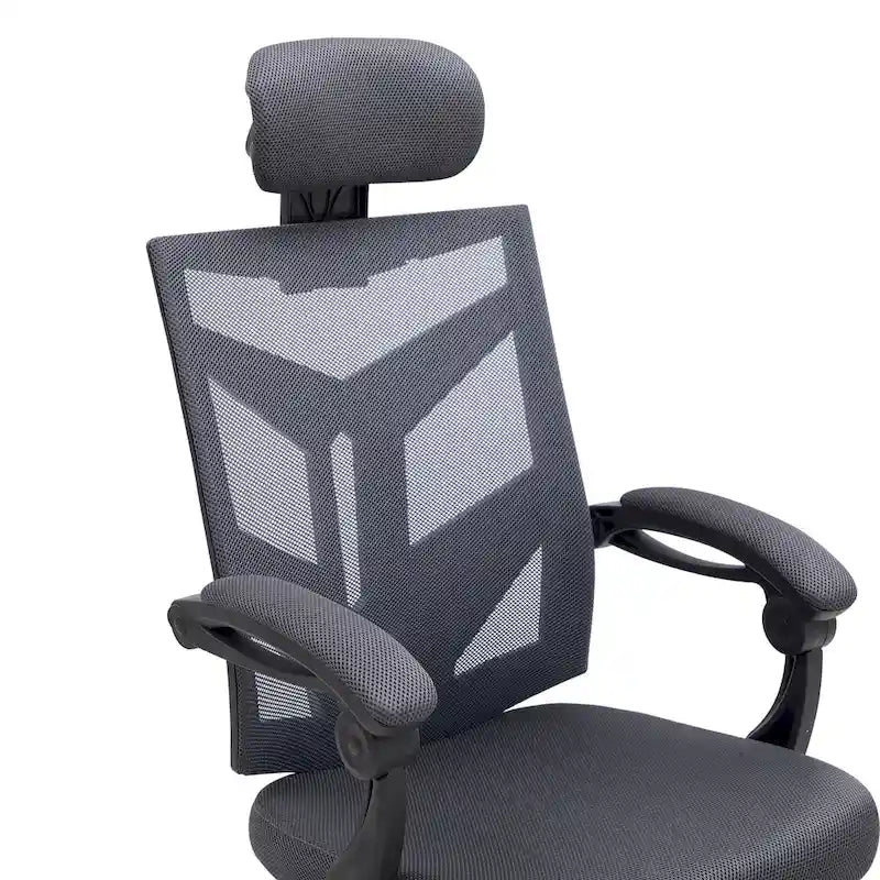 Chaise de bureau ergonomique réglable avec appui-tête Fauteuil de bureau ergonomique en maille à dossier haut avec support lombaire et roulettes