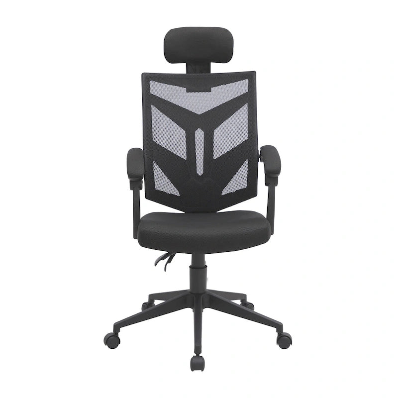 Chaise de bureau ergonomique réglable avec appui-tête Fauteuil de bureau ergonomique en maille à dossier haut avec support lombaire et roulettes