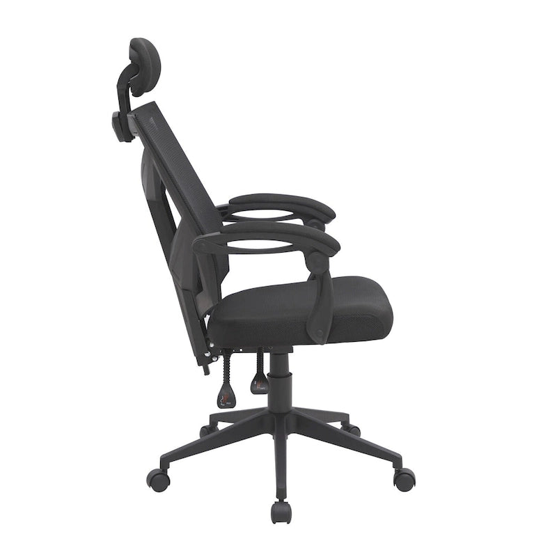 Chaise de bureau ergonomique réglable avec appui-tête Fauteuil de bureau ergonomique en maille à dossier haut avec support lombaire et roulettes