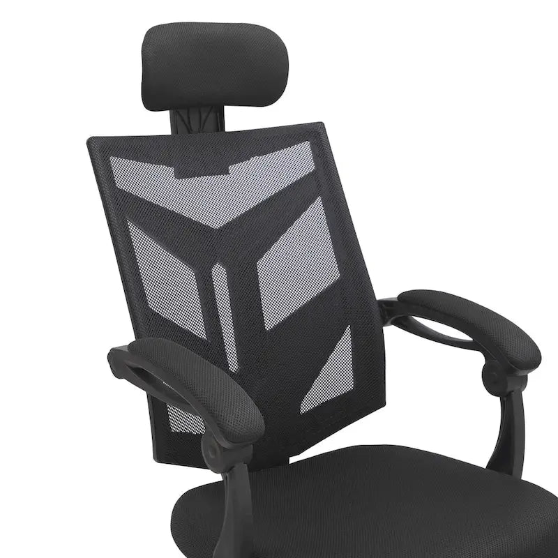 Chaise de bureau ergonomique réglable avec appui-tête Fauteuil de bureau ergonomique en maille à dossier haut avec support lombaire et roulettes
