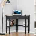 Bureau d'angle HOMCOM, bureau d'ordinateur triangulaire avec tiroir et étagères de rangement pour petit espace