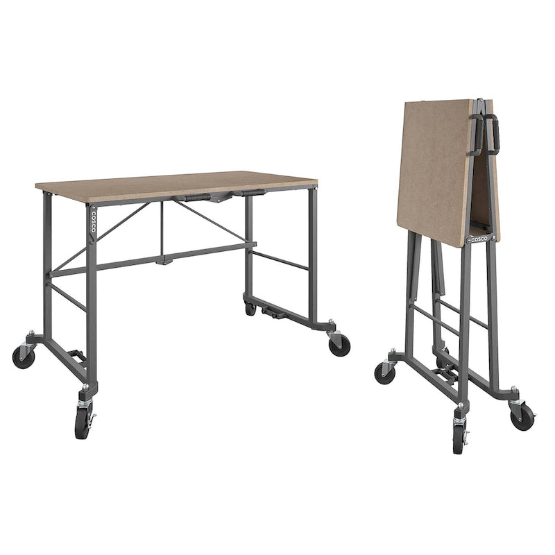 Bureau de travail pliable portable COSCO Smartfold avec plateau de travail en MDF