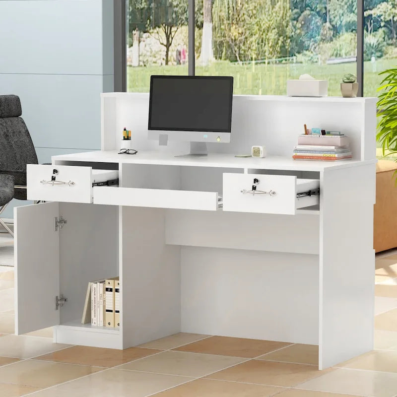 FUFU&GAGA Bureau d'accueil rectangulaire en bois Secrétaire Bureau d'ordinateur