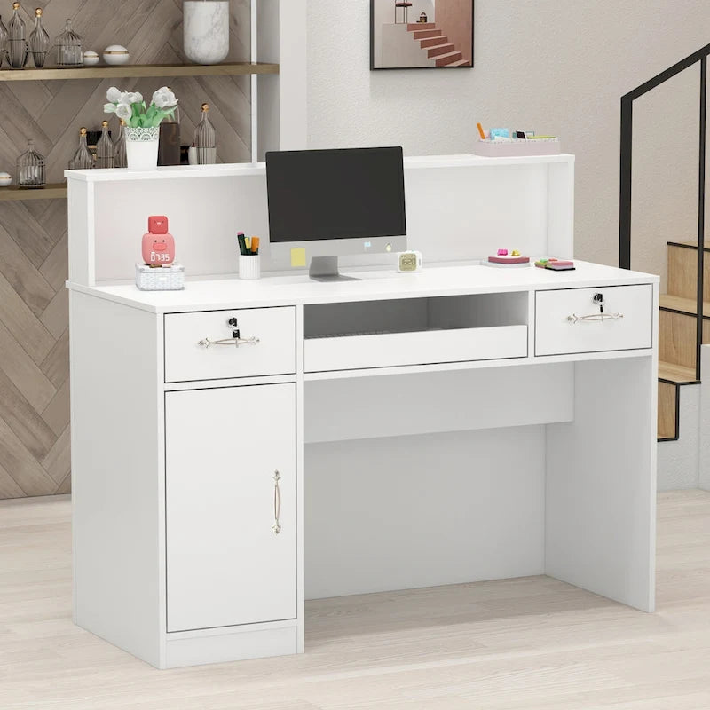 FUFU&GAGA Bureau d'accueil rectangulaire en bois Secrétaire Bureau d'ordinateur