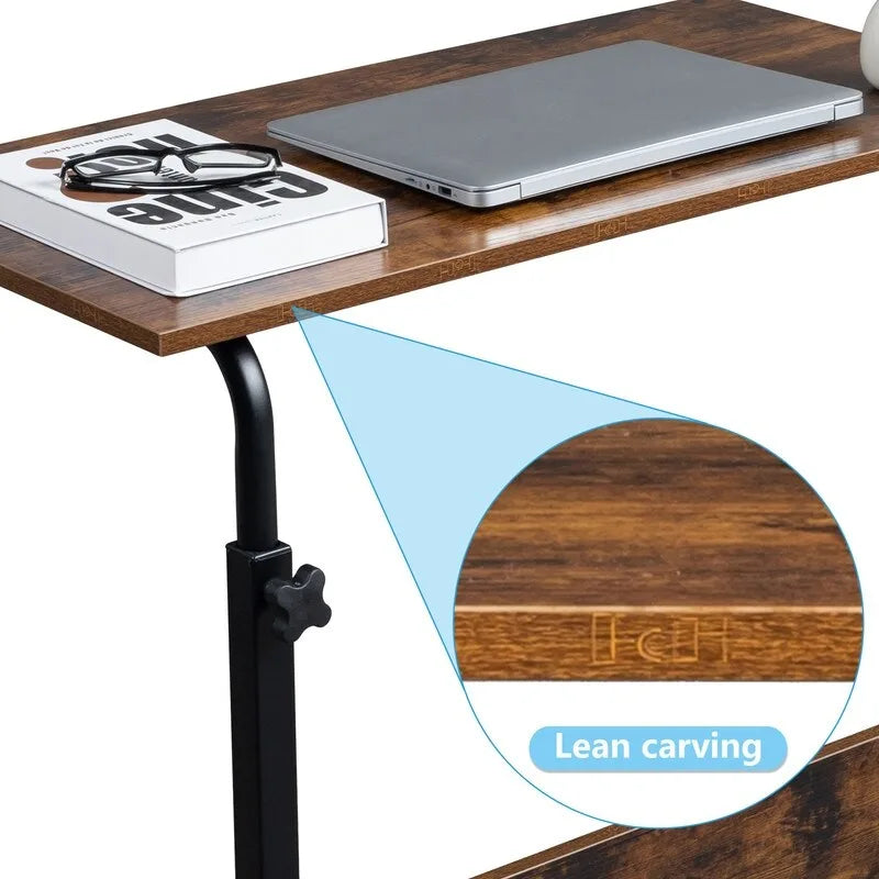 Table d'appoint en aggloméré et acier à hauteur réglable avec déflecteur