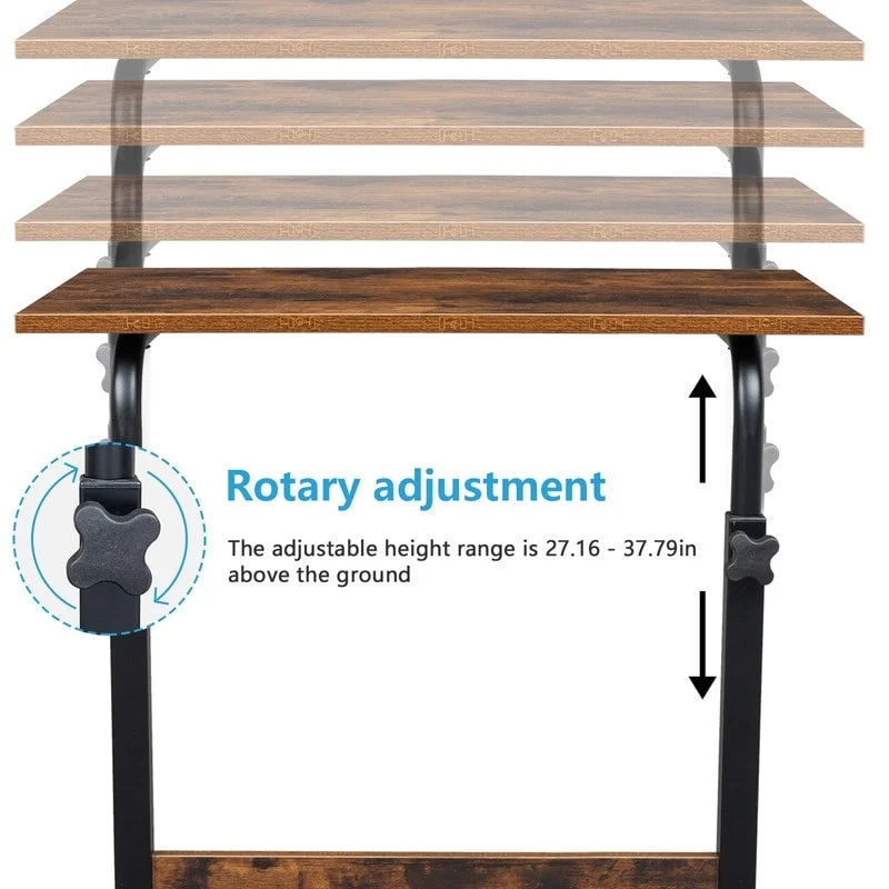 Table d'appoint en aggloméré et acier à hauteur réglable avec déflecteur