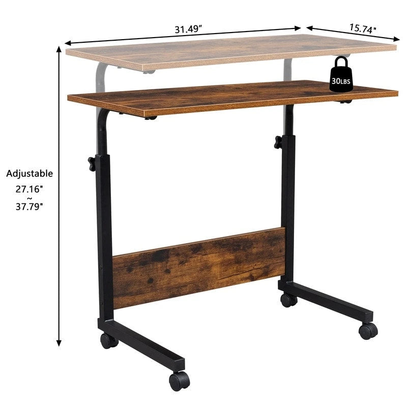 Table d'appoint en aggloméré et acier à hauteur réglable avec déflecteur