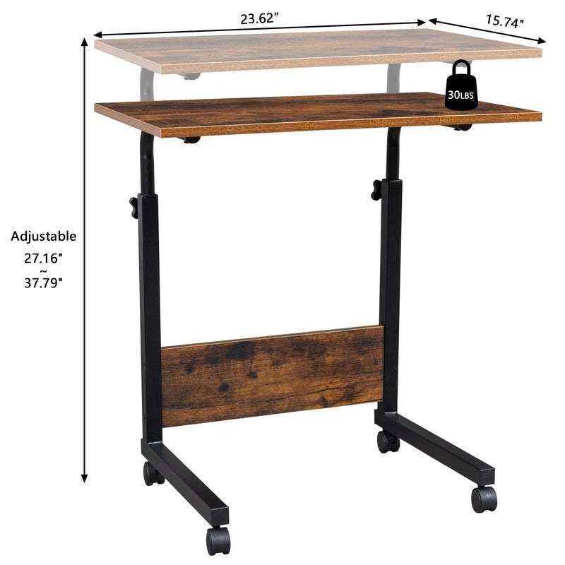 Table d'appoint en aggloméré et acier à hauteur réglable avec déflecteur