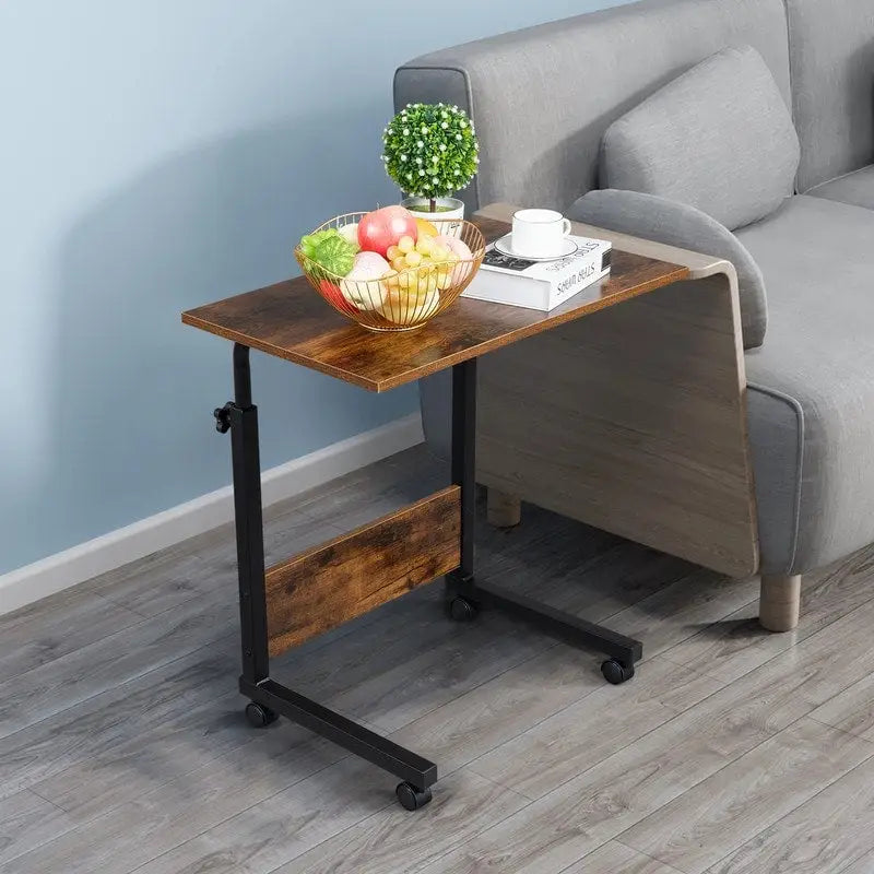 Table d'appoint en aggloméré et acier à hauteur réglable avec déflecteur