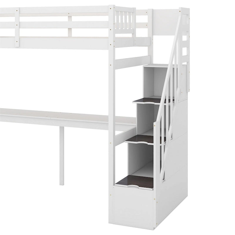 Lit mezzanine Merax pour jumeaux avec escalier et bureau intégré