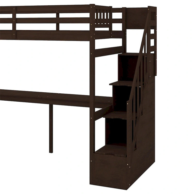 Lit mezzanine Merax pour jumeaux avec escalier et bureau intégré