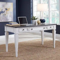 Bureau d'écriture Allyson Park brossé au fil d'acier, blanc et anthracite