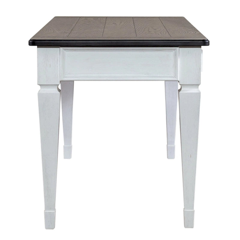 Bureau d'écriture Allyson Park brossé au fil d'acier, blanc et anthracite