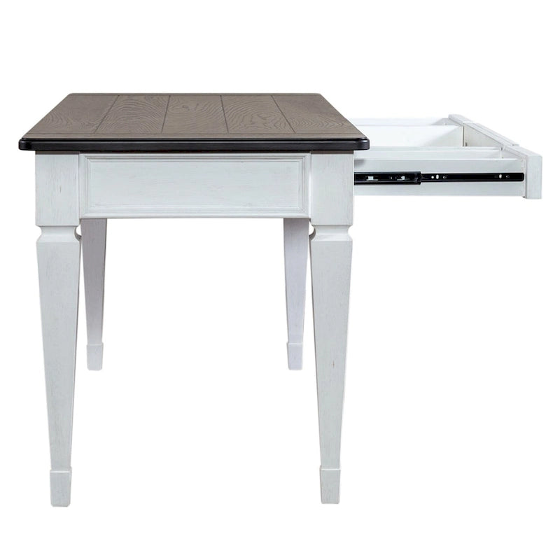 Bureau d'écriture Allyson Park brossé au fil d'acier, blanc et anthracite