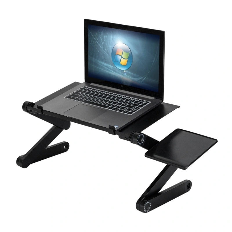 Table d'ordinateur portable pliable et réglable pour lit ou canapé avec ventilateur et tapis de souris