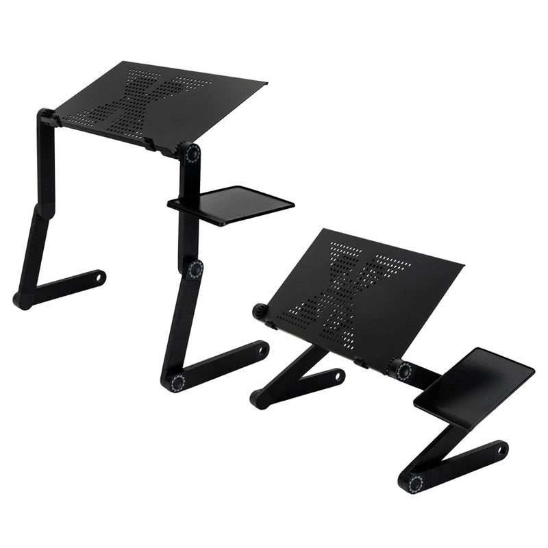 Table d'ordinateur portable pliable et réglable pour lit ou canapé avec ventilateur et tapis de souris