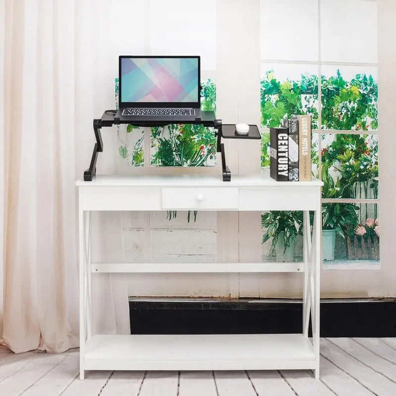 Table d'ordinateur portable pliable et réglable pour lit ou canapé avec ventilateur et tapis de souris