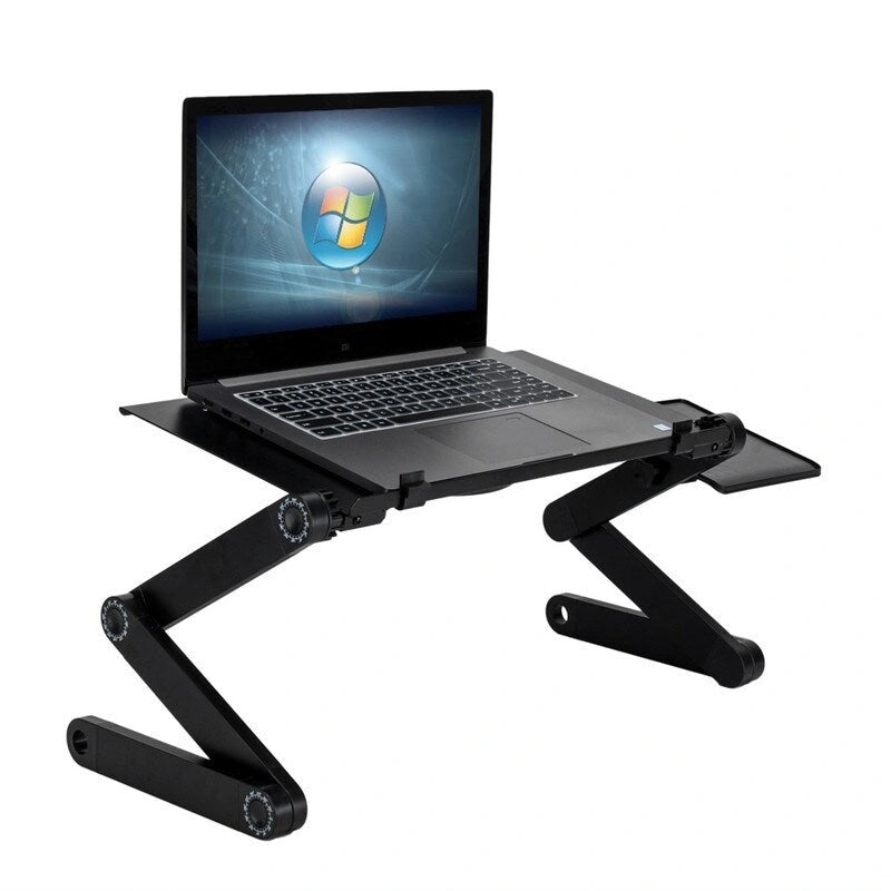 Table d'ordinateur portable pliable et réglable pour lit ou canapé avec ventilateur et tapis de souris