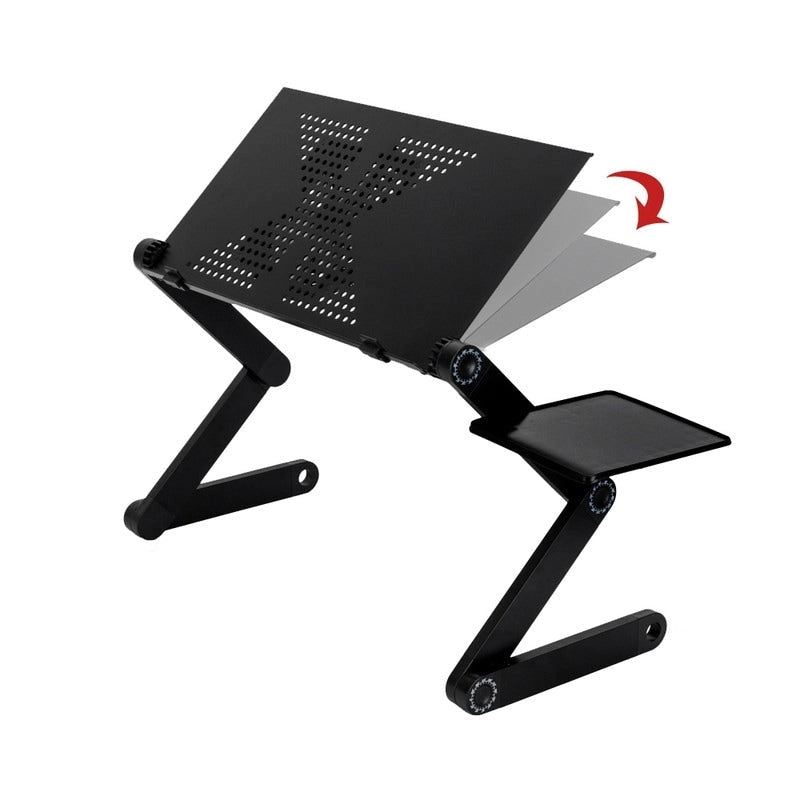 Table d'ordinateur portable pliable et réglable pour lit ou canapé avec ventilateur et tapis de souris