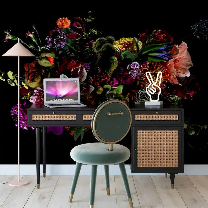Bureau Sierra 3 tiroirs en bois et rotin