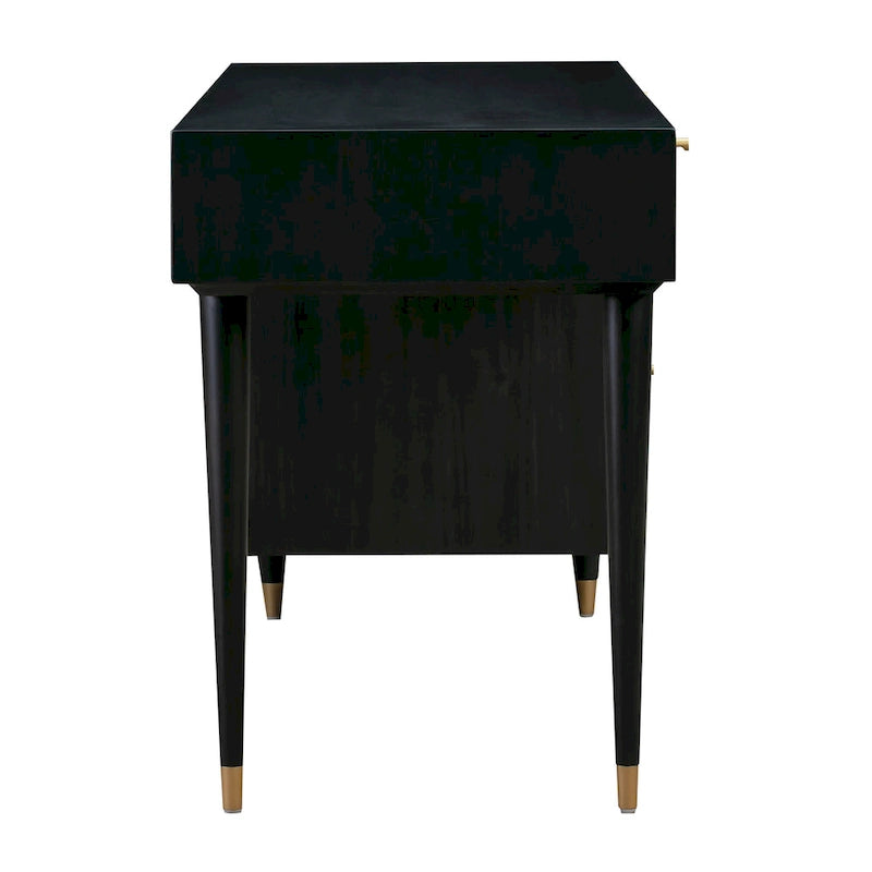Bureau Sierra 3 tiroirs en bois et rotin