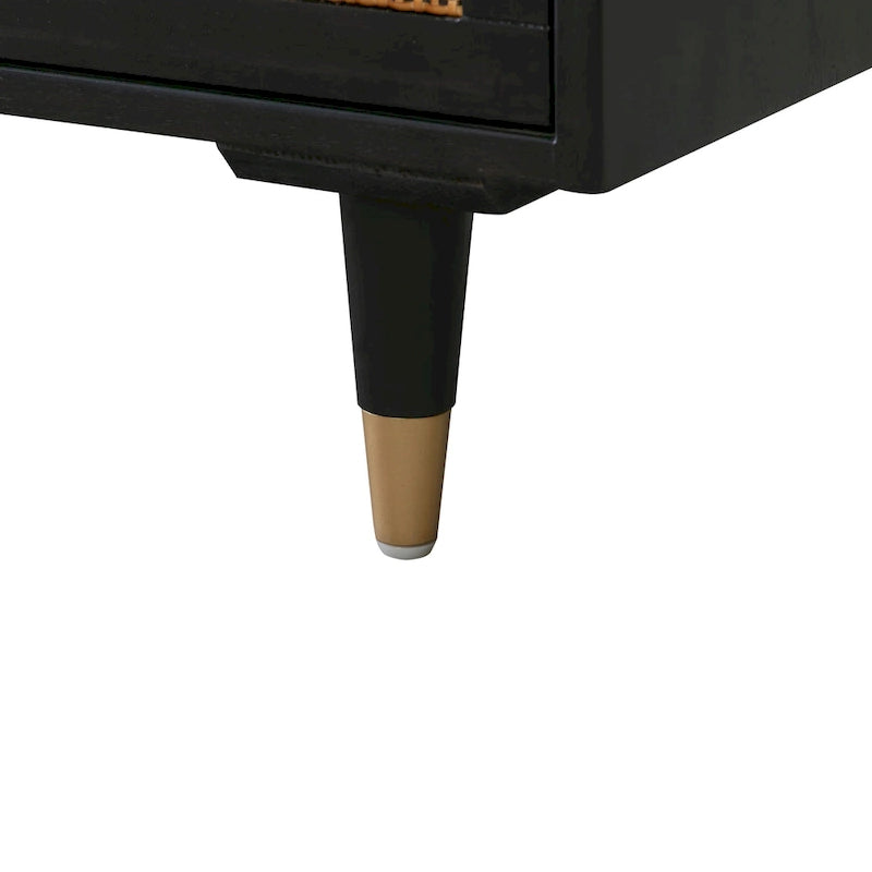 Bureau Sierra 3 tiroirs en bois et rotin
