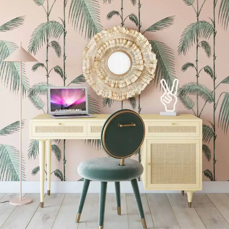 Bureau Sierra 3 tiroirs en bois et rotin