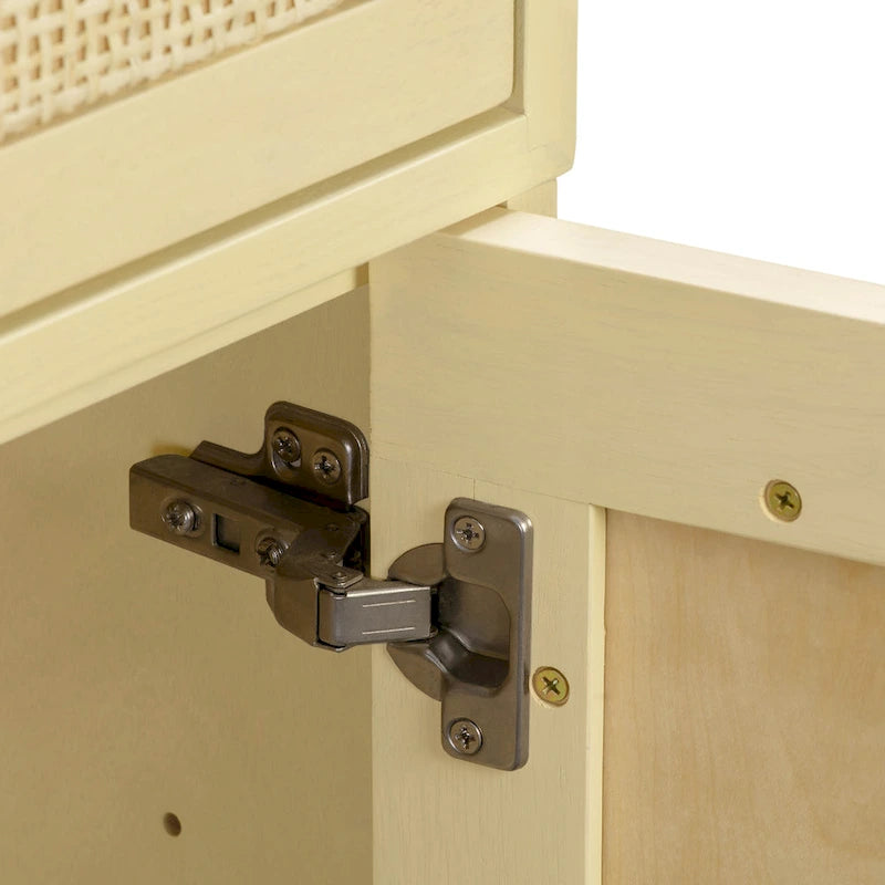 Bureau Sierra 3 tiroirs en bois et rotin