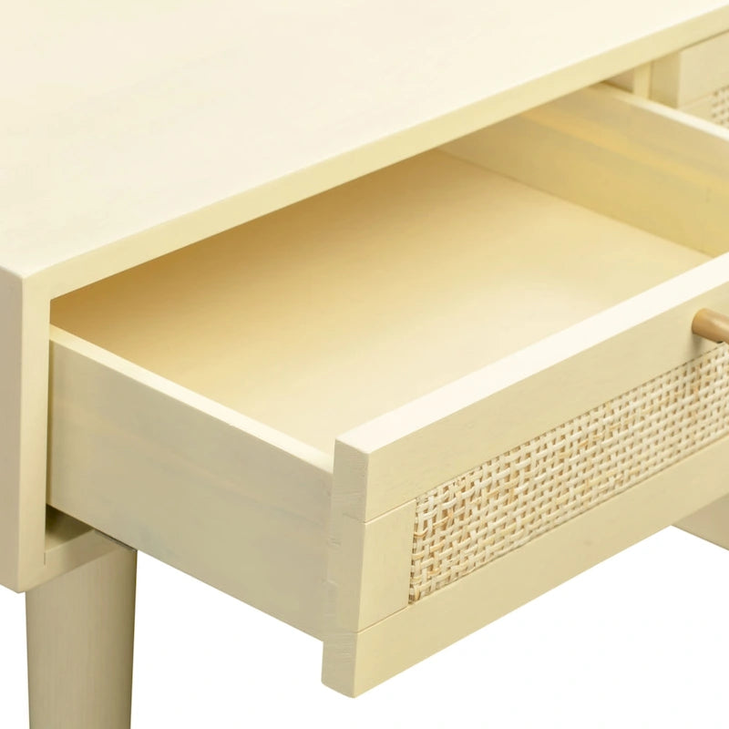 Bureau Sierra 3 tiroirs en bois et rotin
