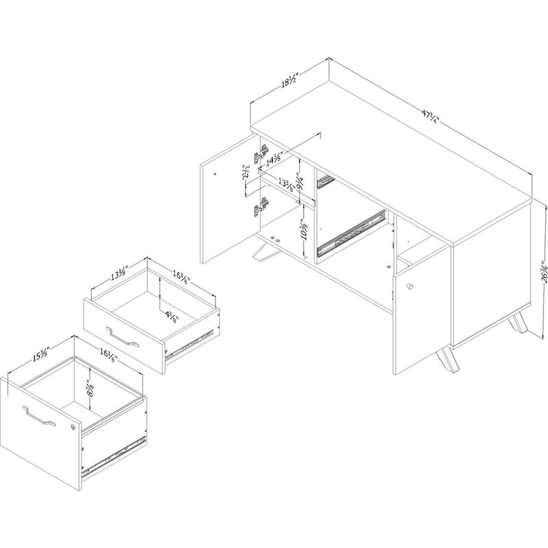 Cabinet de rangement 2 tiroirs avec portes Helsy de South Shore
