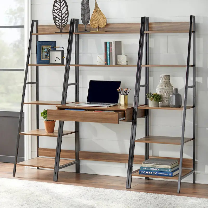 Ensemble 3 pièces bureau-échelle et bibliothèque Denton Simple Living