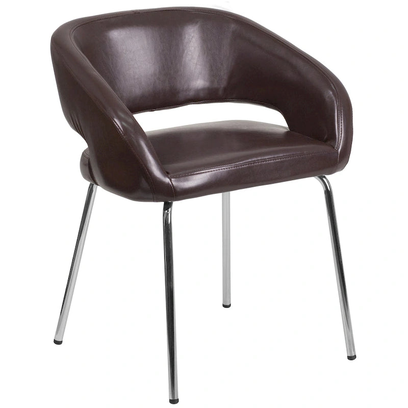 Fauteuil de réception contemporain en LeatherSoft avec pieds chromés