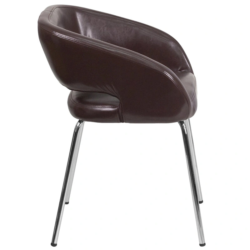 Fauteuil de réception contemporain en LeatherSoft avec pieds chromés