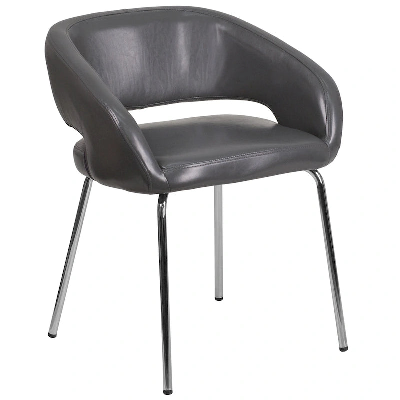 Fauteuil de réception contemporain en LeatherSoft avec pieds chromés