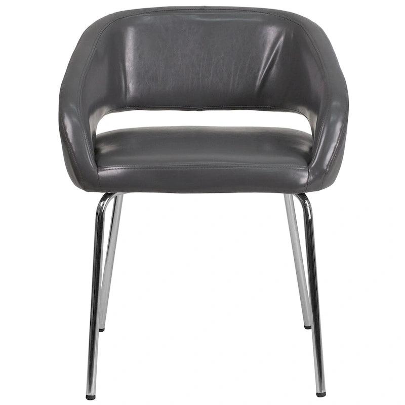 Fauteuil de réception contemporain en LeatherSoft avec pieds chromés