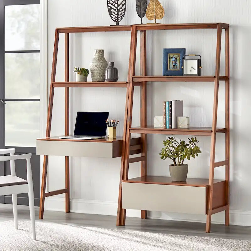 Lifestorey - Bureau Échelle et Étagère 2 Pièces Nordiques