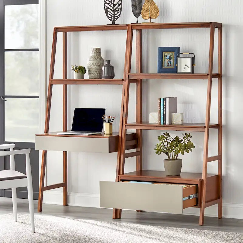 Lifestorey - Bureau Échelle et Étagère 2 Pièces Nordiques