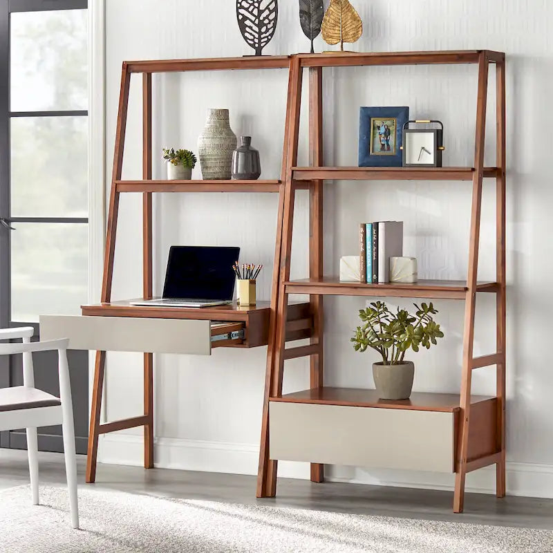 Lifestorey - Bureau Échelle et Étagère 2 Pièces Nordiques