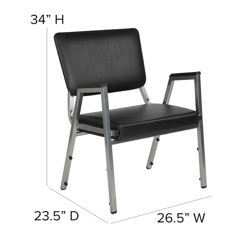 Fauteuil d'accueil médical bariatrique avec capacité de 680 kg et traitement antimicrobien